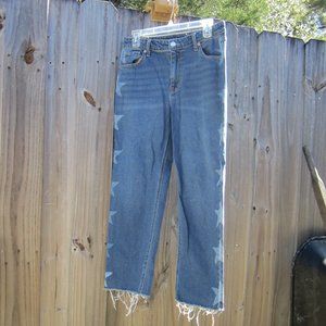 Woman's Size 10 Blue Denim/ White Stars Wild Fable Crop Jeans